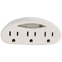 Hyper Tough 3 Grounded Outlet Night Light Indoor White Tap, 15 Amps