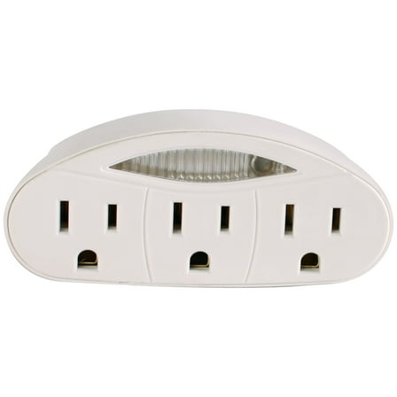 Hyper Tough 3-Outlet Grounded Indoor White Tap with Night Light, 15 Amps
