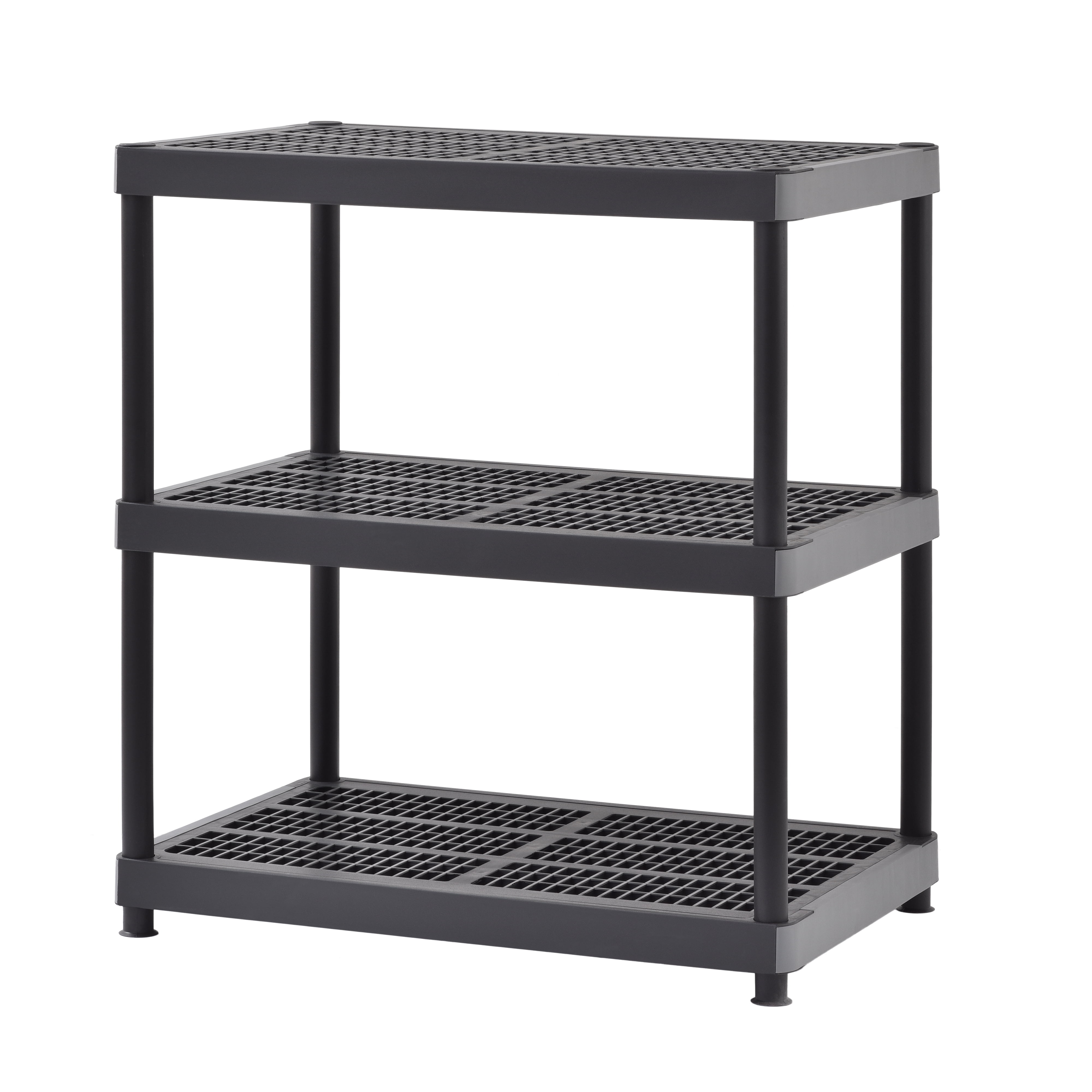 Hyper Tough 3Level Plastic Shelving System, Black/Gray
