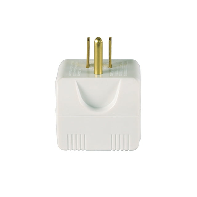 Hyper Tough 3-Outlet Grounded White Cube Adapter, 15 Amps