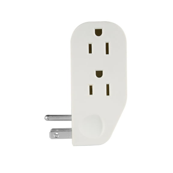 Hyper Tough 3-Outlet Grounded White Right Angle Plug-in Type Wall Tap, 15 Amps