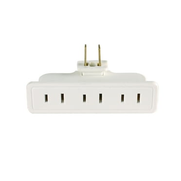 Hyper Tough 3 Outlet White Swivel Adapter, 15 Amps