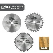 Hyper Tough 3-Piece 6-1/2-inch Circular Saw Blade Set, 24, 40, 140-Tooth Steel Blades