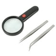 thumbnail image 1 of Hyper Tough 3-Piece LED Lighted Magnifying Glass with Tweezers, 3X Magnification, 1 of 7