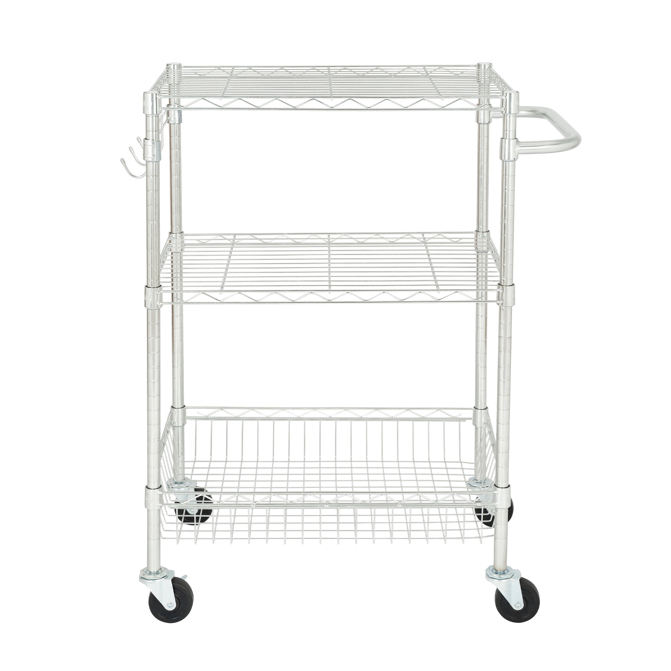 Hyper Tough 3-Tier New Multipurpose Rolling Cart for Adult, Chrome