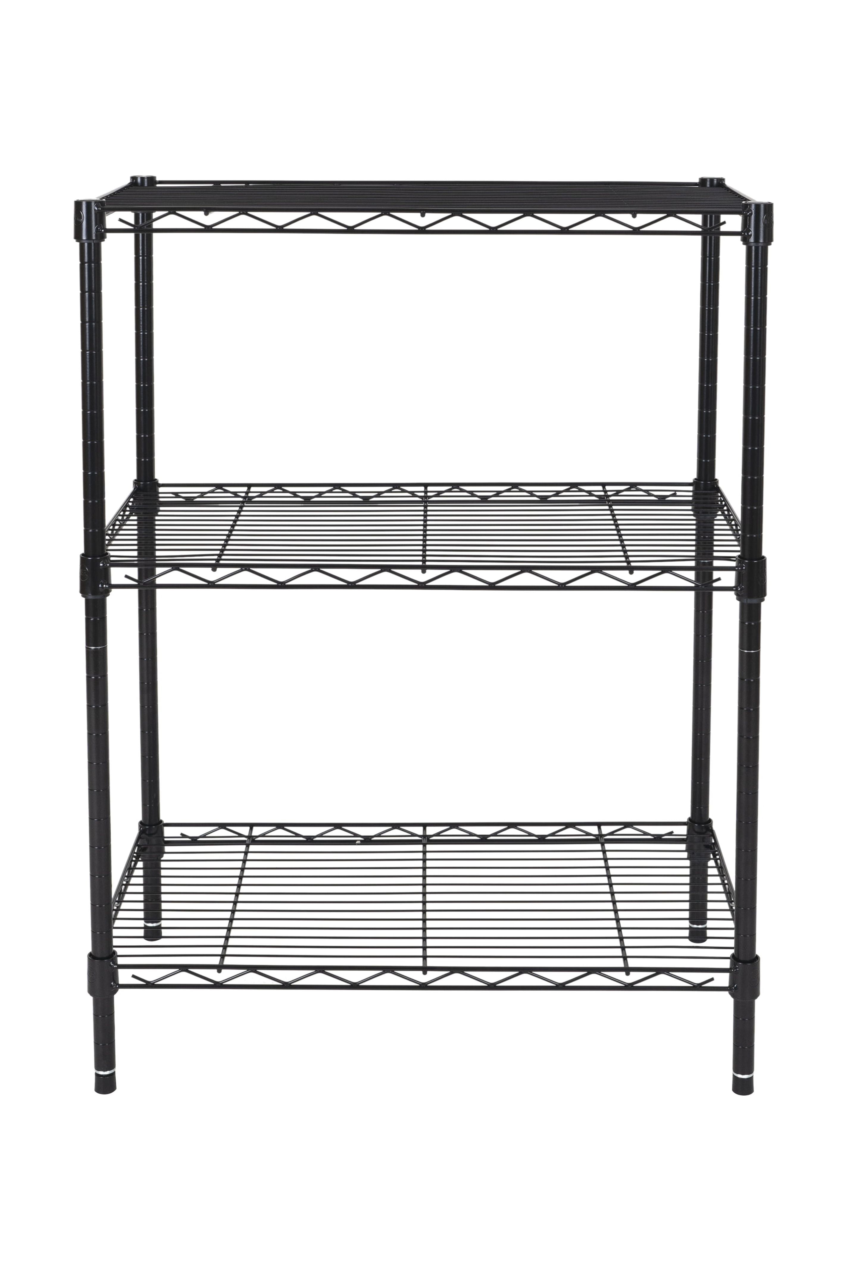 Black Steel 3-Tier Adjustable Wire Shelving Rack
