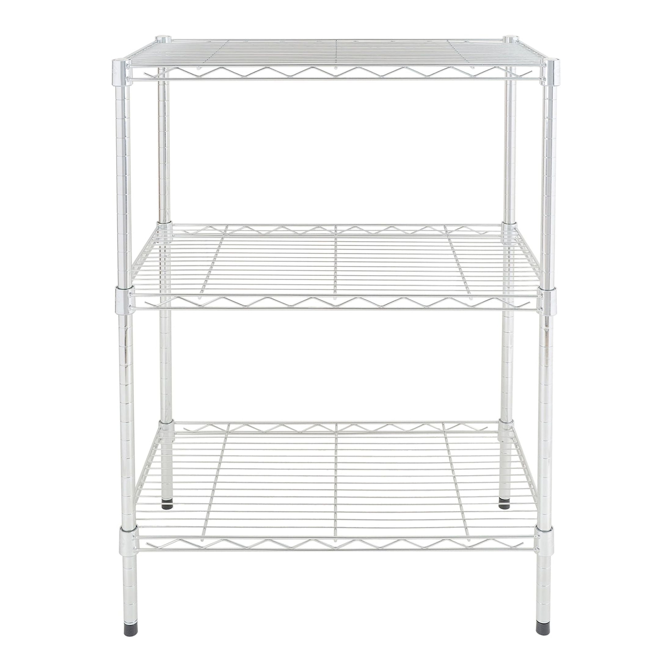 Hyper Tough 3 Tier Multipurpose Wire Shelving Rack Chrome Color 750lbs Load Capacity For