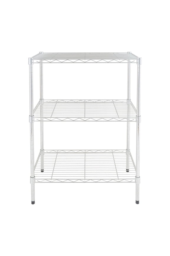 3-Tier Multipurpose Wire Shelving Rack, Chrome Color, 750lbs Load Capacity