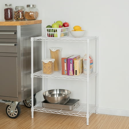 Hyper Tough 3-Tier Multipurpose Wire Shelving Rack, White Color, 750lbs Load Capacity