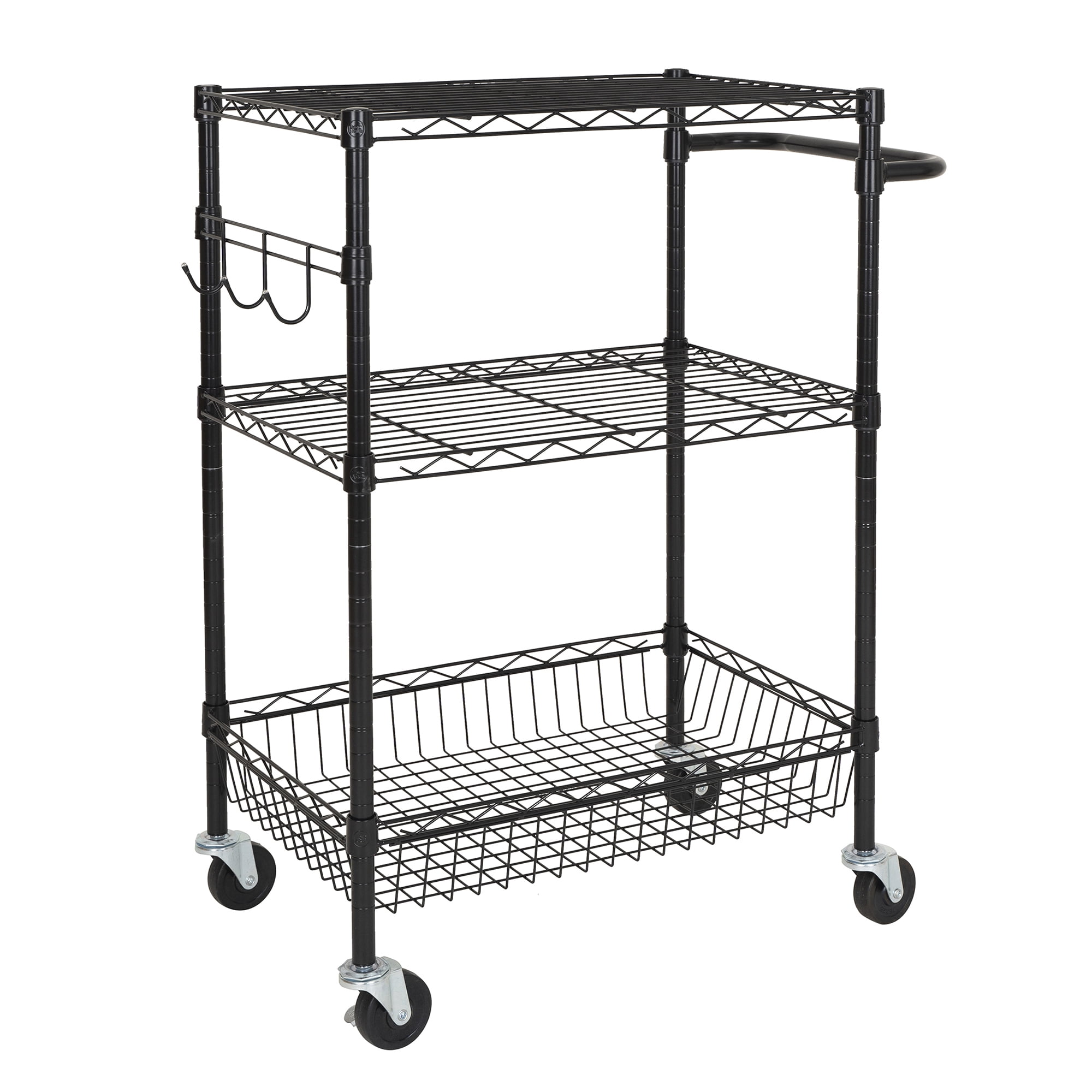 Hyper Tough 3-Tier New Multipurpose Rolling Cart, Black Color, 495lbs Load Capacity