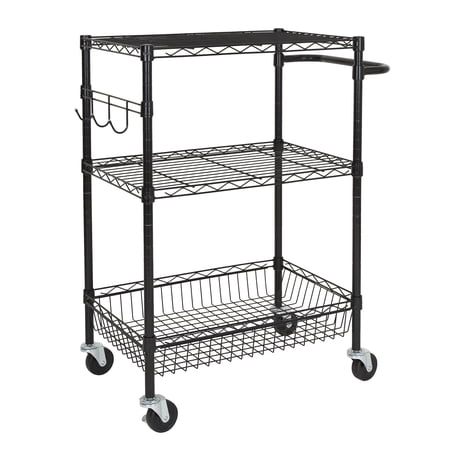Hyper Tough 3-Tier New Multipurpose Rolling Cart, Black Color, 495lbs Load Capacity