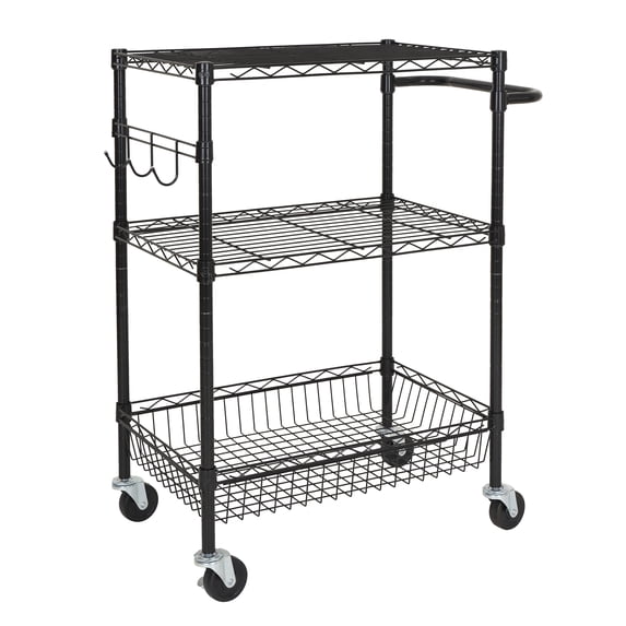 Hyper Tough 3-Tier New Multipurpose Rolling Cart, Black Color, 495lbs Load Capacity