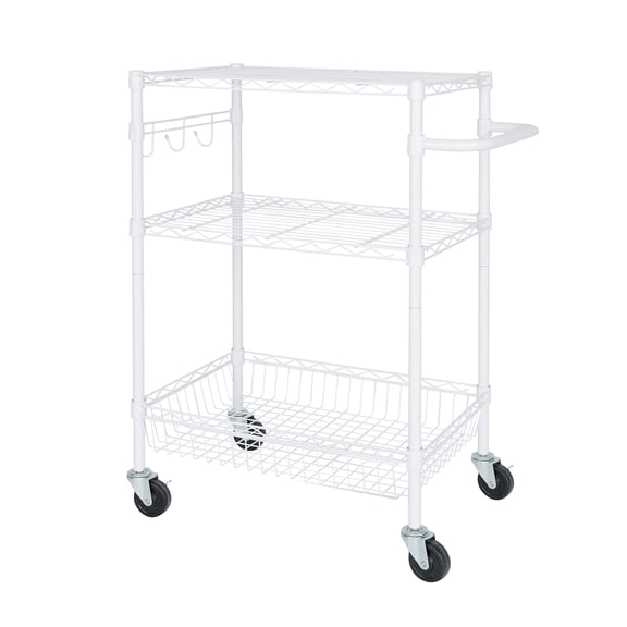 Hyper Tough 3-Tier New Multipurpose Rolling Cart, White Color, 495lbs Load Capacity