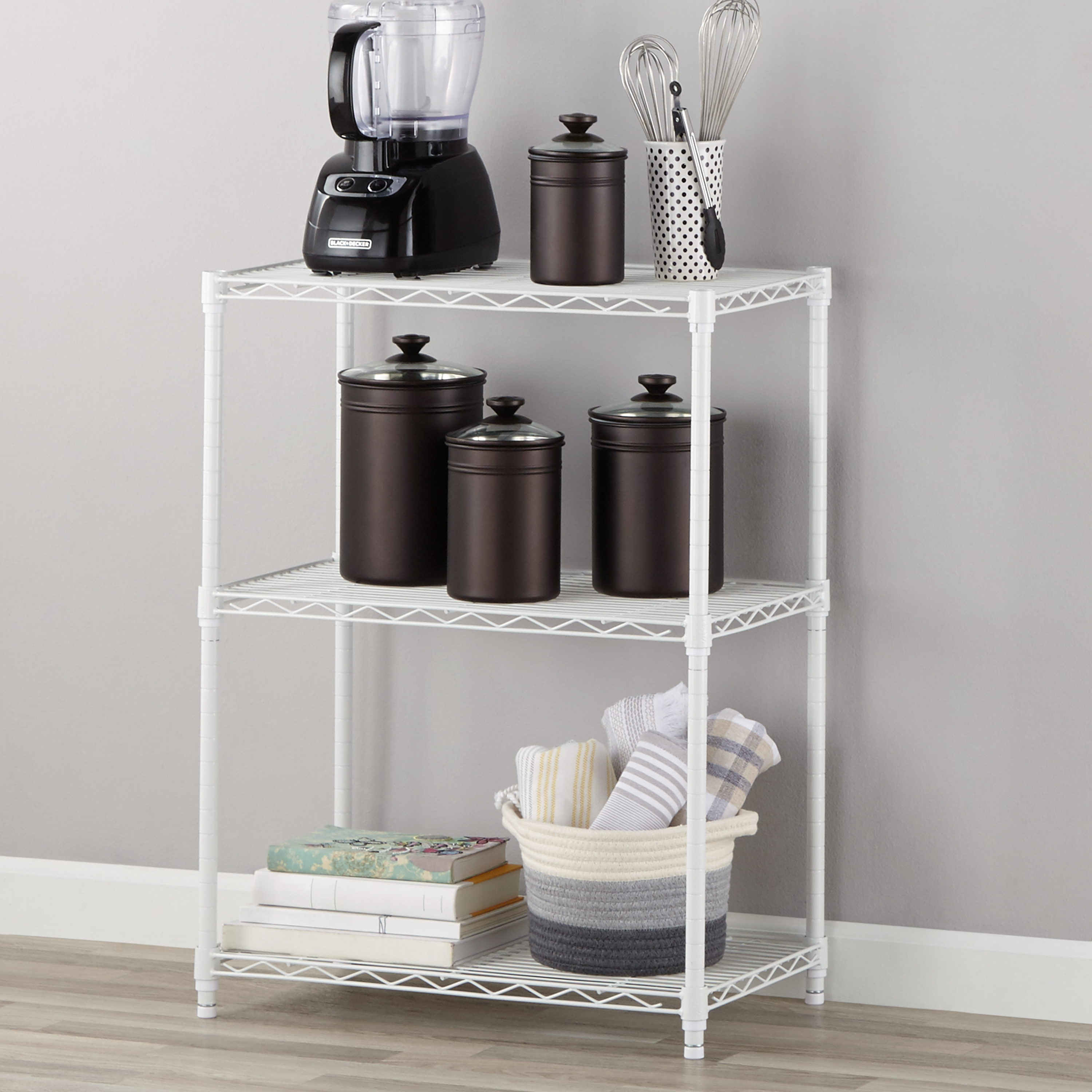 Hyper Tough 3 Tier Wire Shelving Unit,13.4"Dx23.2"Wx30.6"H, White, Weight Capacity 750 lb - image 1 of 4