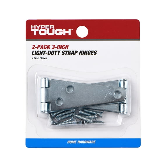 Hyper Tough 3 in. Light Strap Hinge, Zinc Plated (2 Pack)