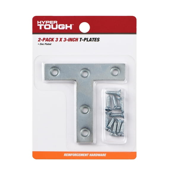 Hyper Tough 3 in. x 3 in. Tee Plate, Zinc Plated (2 Pack) 0.16 lb