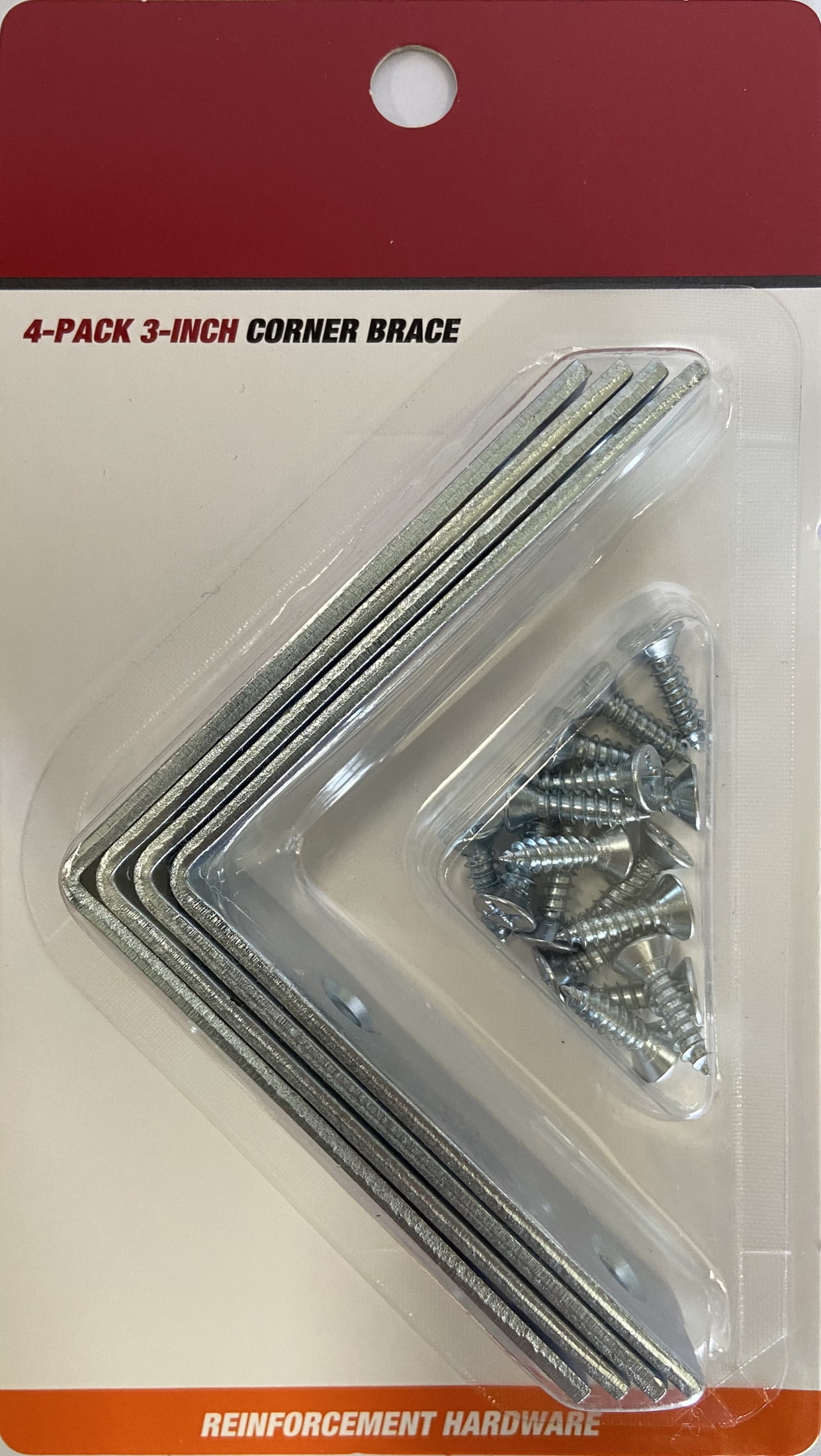 Hyper Tough 3 inch. x 3 inch.Corner Brace, Steel, Zinc Plated (4 Pack ...