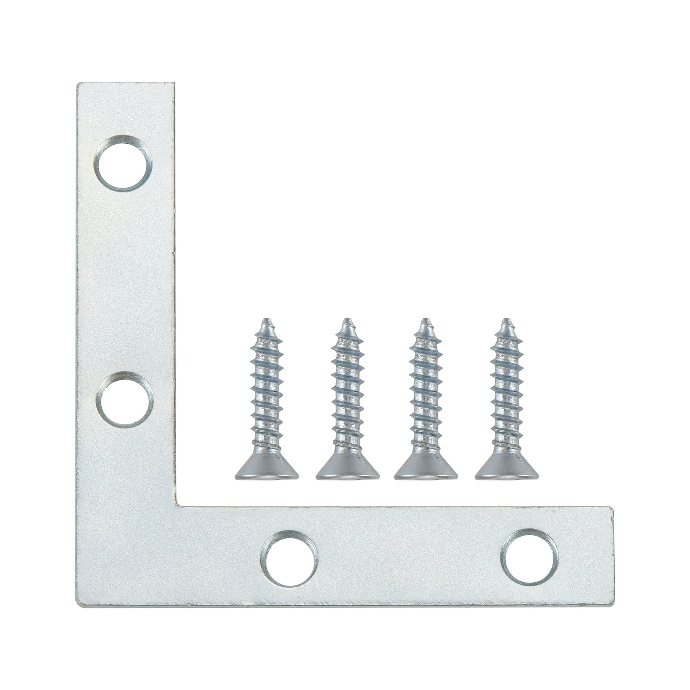 Hyper Tough 3 inch. x 3 inch. Flat Corner Brace, Steel, Zinc Plated (4 ...