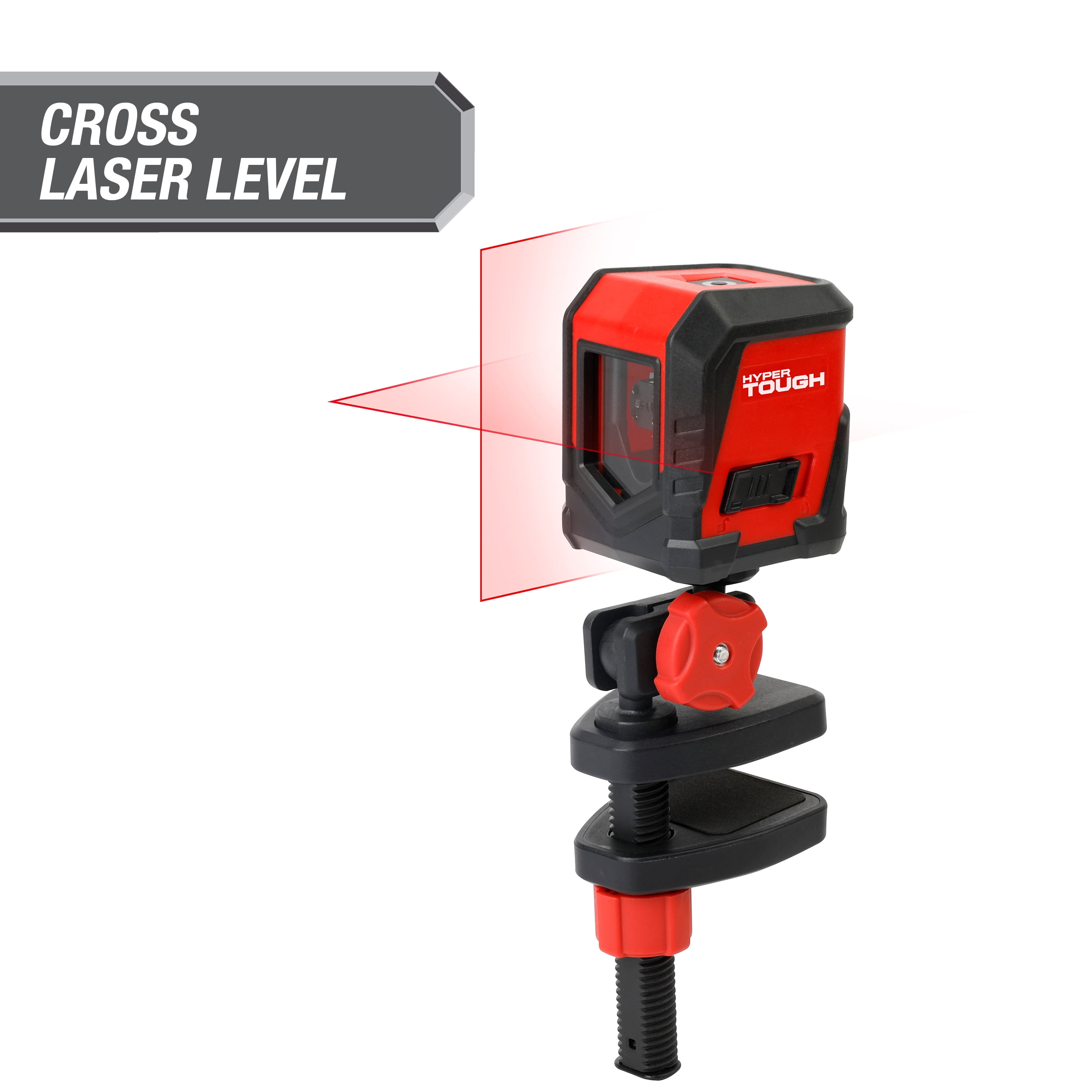 Hyper Tough 30-ft Cross Line Laser Level Red Beam Self-Leveling Tools with  Clamp, Model 43080