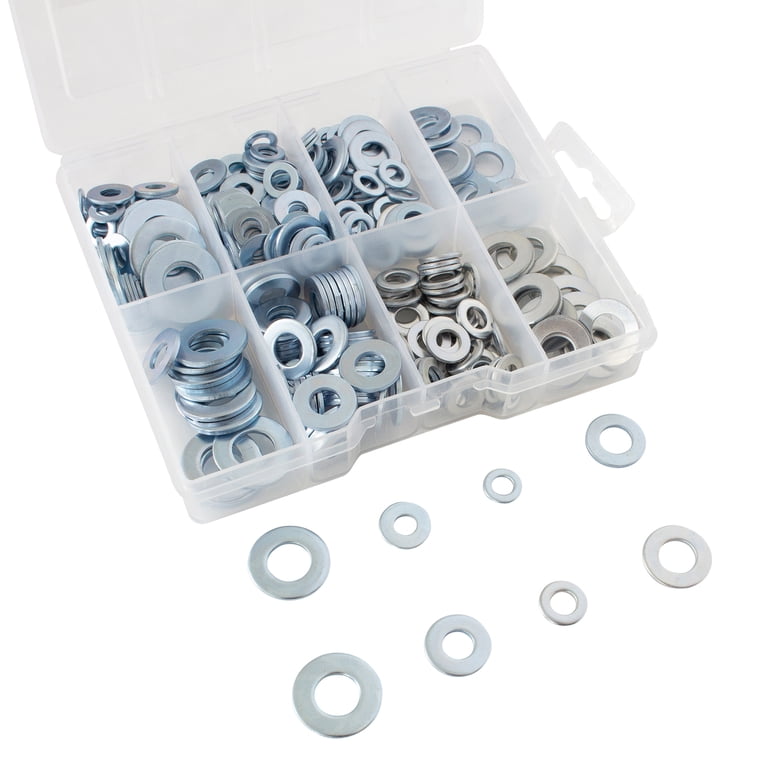 Hyper Tough 300-Piece Washer Assortment, Zinc Plated, Plastic Case
