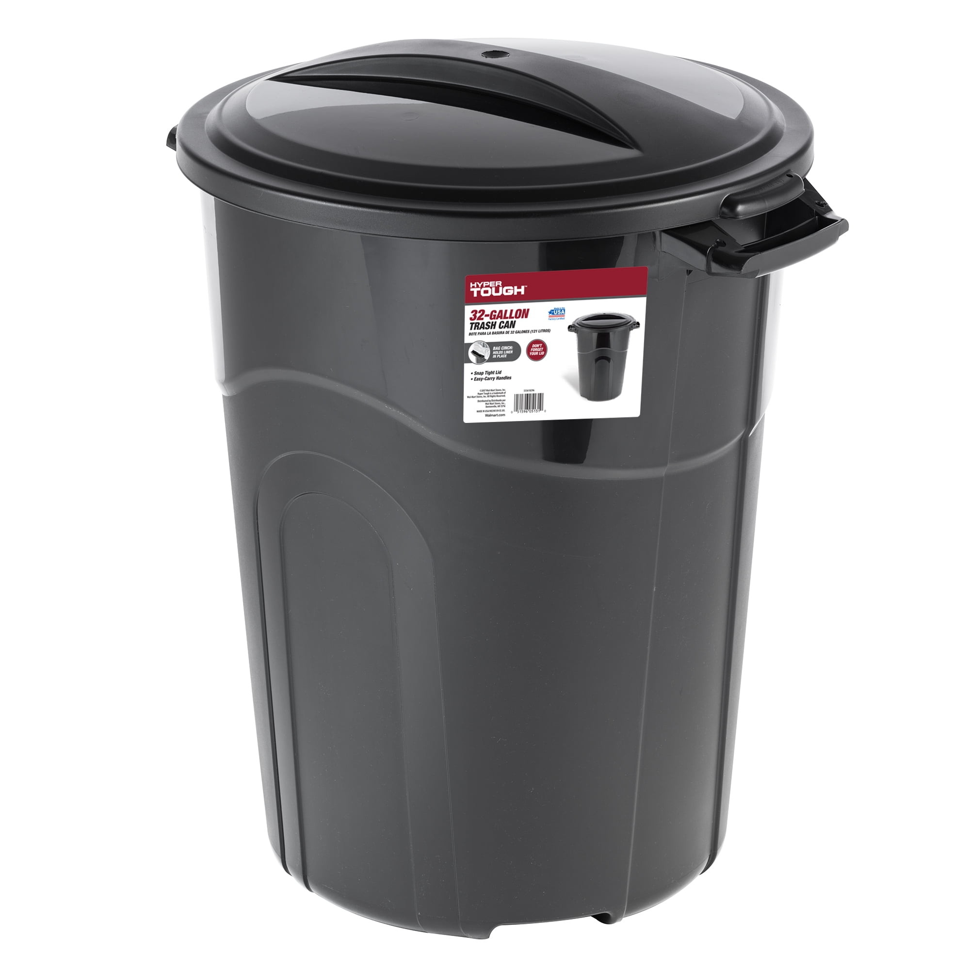 64 Gallon Black Rolling Outdoor Garbage/Trash Can with Wheels and Attached  Lid