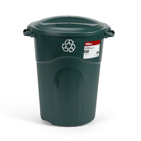 Hyper Tough 32 Gallon Heavy Duty Plastic Recycling Garbage Can, Included Lid, Blue
