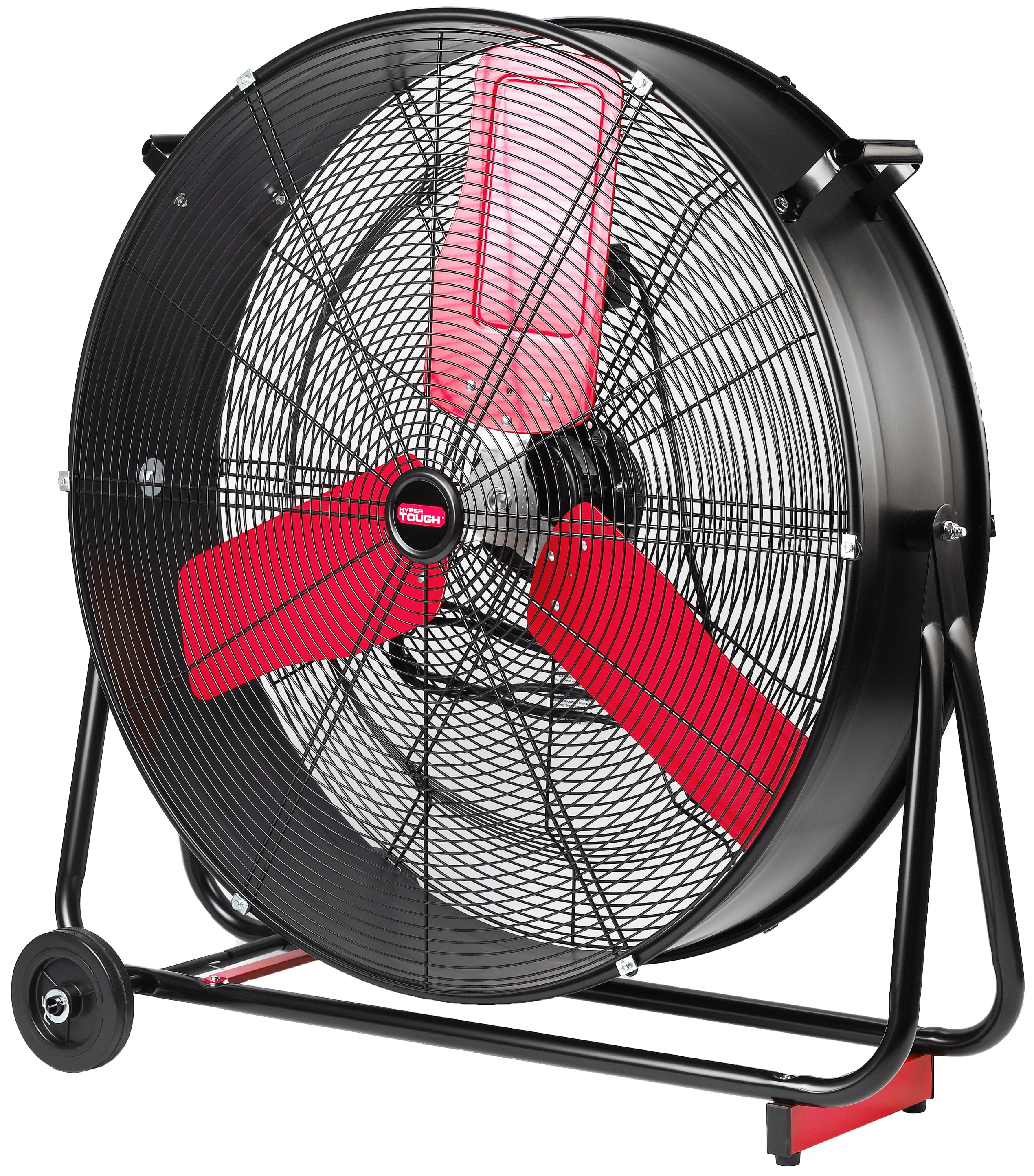 Hyper Tough 36.02 inch Black & Red Drum Fan with 2 High Velocity Speeds, Tilt Mechanism