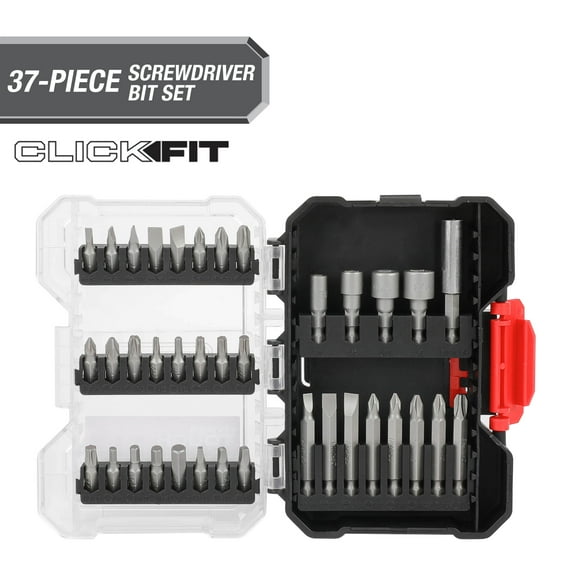 Hyper Tough 37-Piece Screwdriver Bit Set Click Fit Case, 30143CF