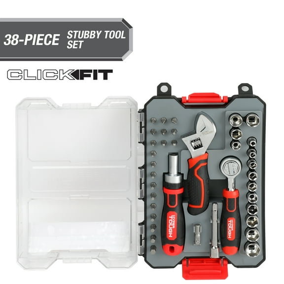 (3 pack) Hyper Tough 38-Piece Stubby Tool Set in Click Fit™ Case