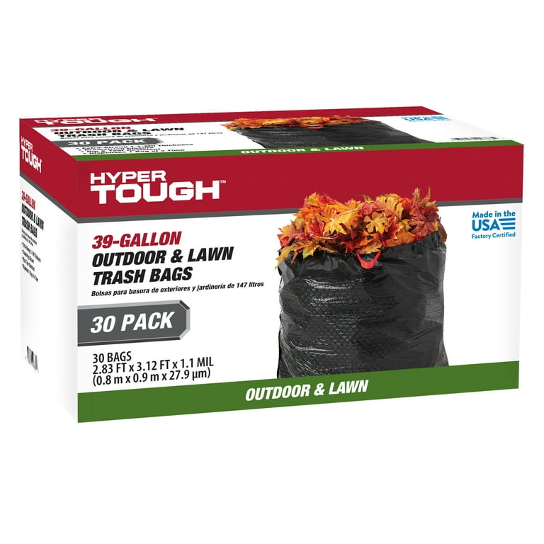 Hyper Tough 39-Gallon Drawstring Outdoor & Lawn Trash Bags, 1.1