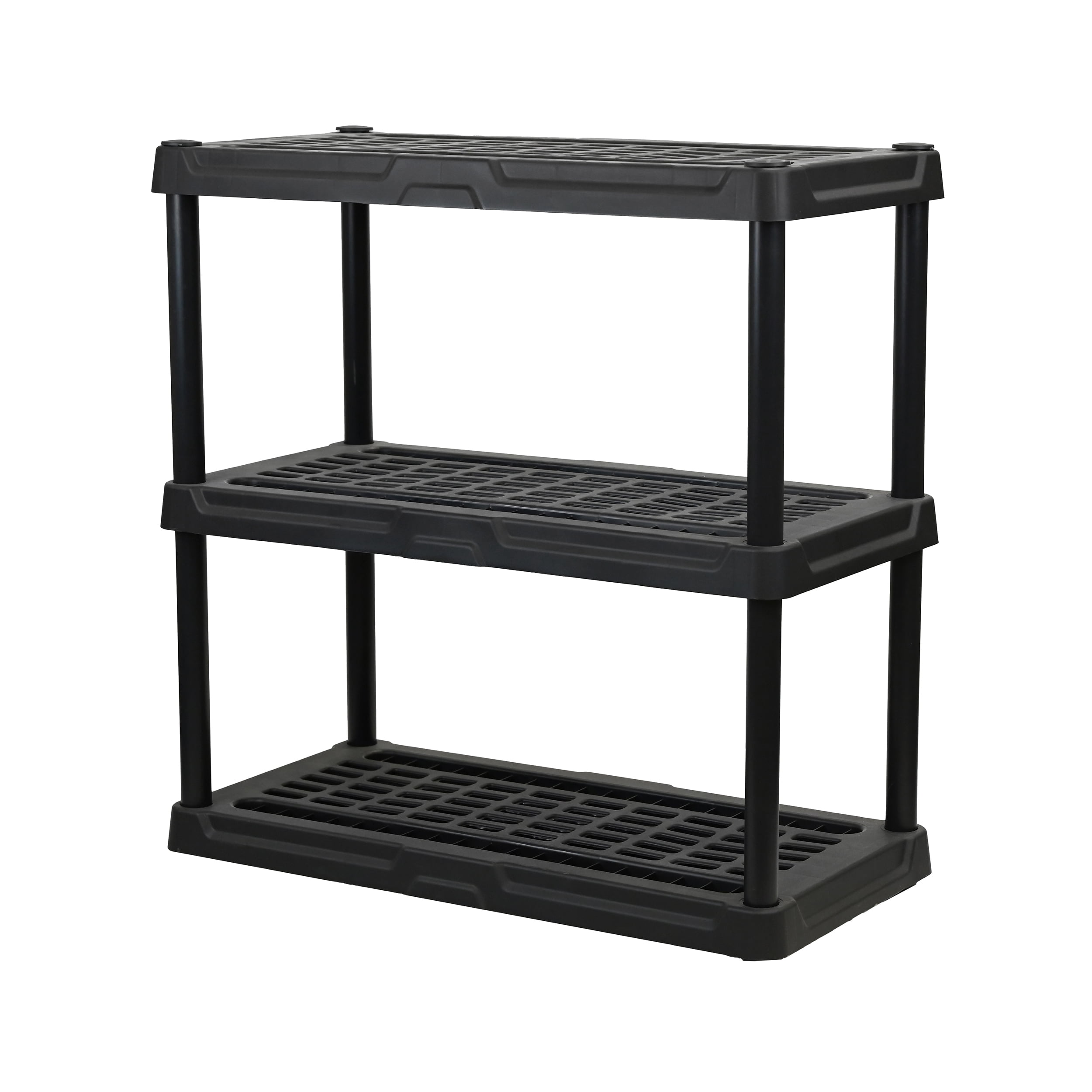 Hyper Tough 3 Shelf Black Plastic Storage Shelf, 36" W x 18" D x 36.2" H, Holds up to 450 lb Total Capacity