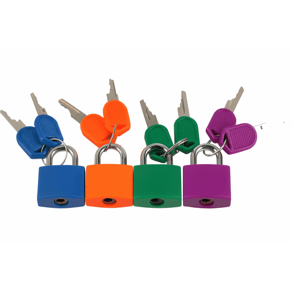 Hyper Tough Tight Spaces Multicolor Padlocks with Keys,4 Pack, Steel Locks for Toolbox, Gym & Storage