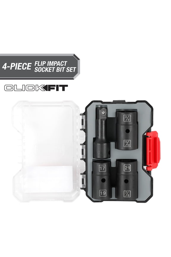 4-Piece Flip Impact Socket Set in Click Fit Case