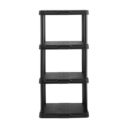 Hyper Tough 4-Shelf Plastic Storage Shelf, Black, 22" W x 14" D x 47" H