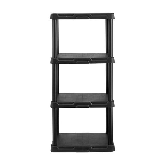 Hyper Tough 4-Shelf Plastic Storage Shelf, Black, 22" W x 14" D x 47" H