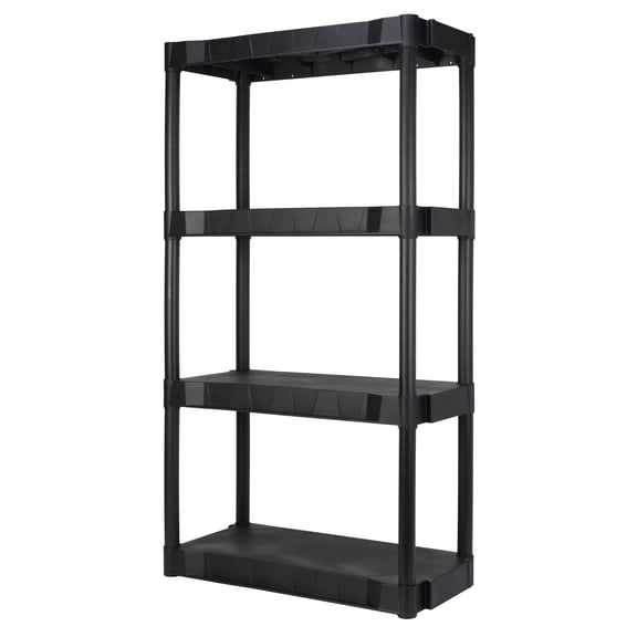 Hyper Tough 4 Shelf Plastic Shelving Unit, 13.88 in D x 30 in W x 56.2 in H, Black