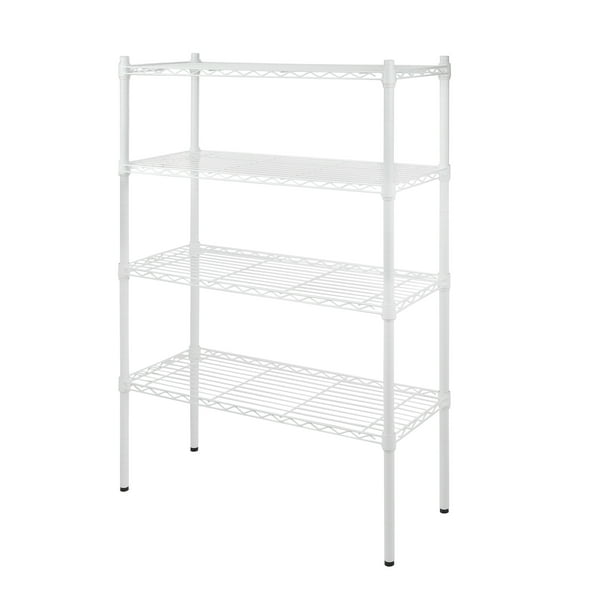 Hyper Tough 4Tier Wire Shelf Unit, White, Garage Storage, Storage Rack