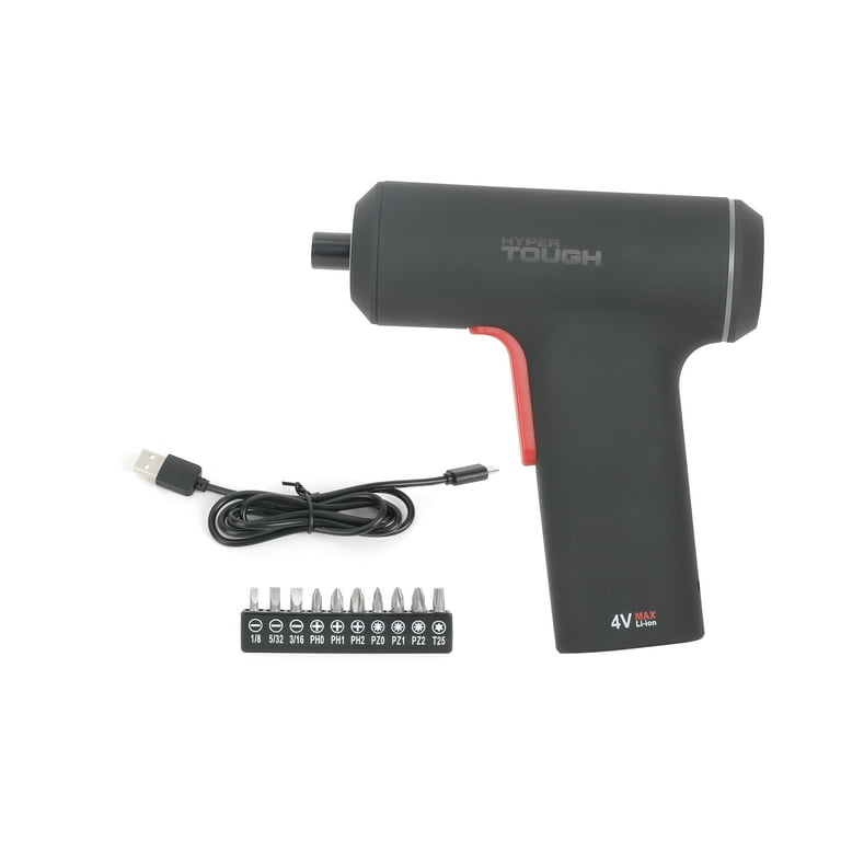 Hyper Tough 4 Volt Max Lithium Ion Angle Grip Cordless Screwdriver with Charger 98933 Walmart