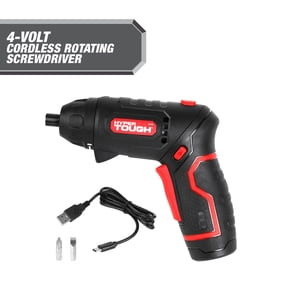 Hyper Tough 4V Cordless Rotating Screwdriver with Charging Cable