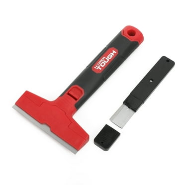 Hyper Tough 4 in Soft Grip Plastic Glass and Tile Scraper with 3 Blades, 7.69 in, 4.06 in, 1 in
