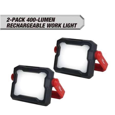 Hyper Tough 400 Lumens LED Rechargeable Work Light, 2-Pack
