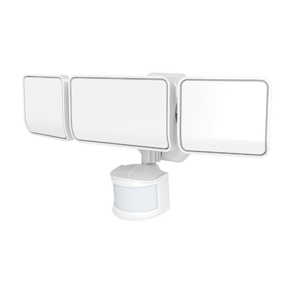 Hyper Tough 3 Head Security Light, 180 Motion Sensor, 4000 Lumens, Direct Wire, 120V, White