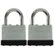 Hyper Tough 40mm Laminated Steel Padlock with 1-in Shackle, 2 Pack