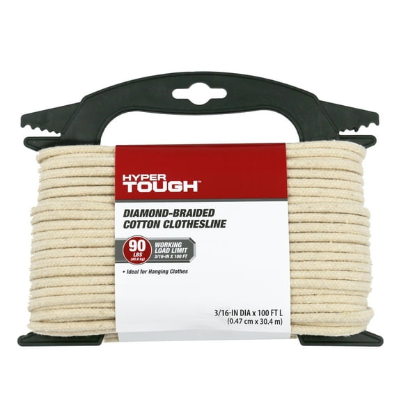 Hyper Tough 100ft Natural Color Cotton Clothes Line for Indoor and Outdoor