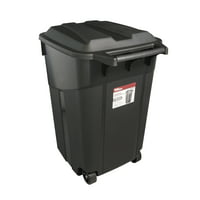 Hyper Tough 45 Gallon Wheeled Heavy Duty Plastic Garbage Can with Attached Lid (Black)