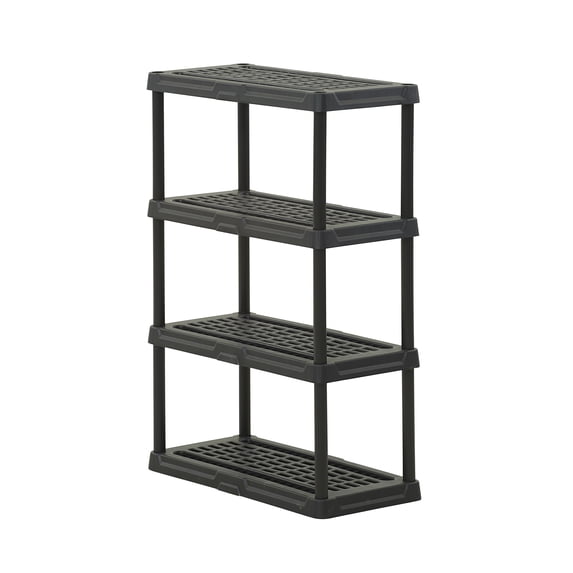 Hyper Tough 4-Shelf Black Plastic Storage Shelf, 36 in W x 18 in D x 53.2 in H, 600 lb Total Capacity