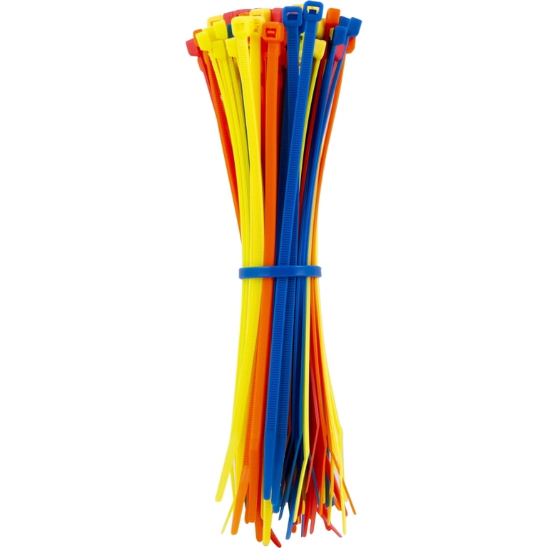 Hyper Tough 4in. Assorted Color Zip Ties 100 Pack, 18lb. Tensile