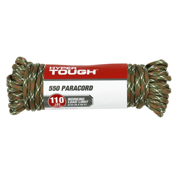 Hyper Tough 550 Utility Paracord Rope, Camo, 5/32 inch x 50 feet