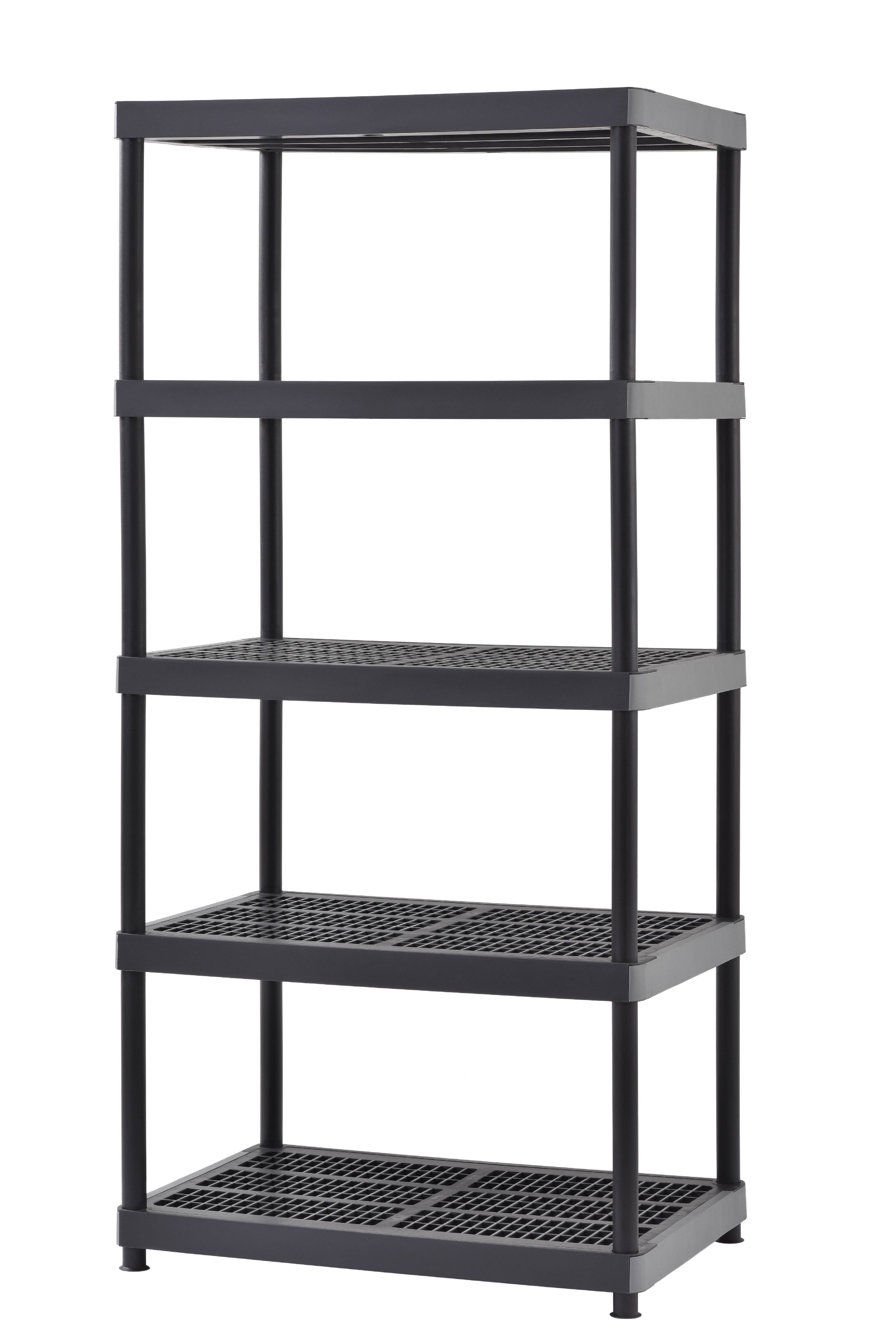 Hyper Tough Large 5-Tier Plastic Shelves, Interlocking Multipurpose Plastic  Organizer, W36 x D18 x H74 Black