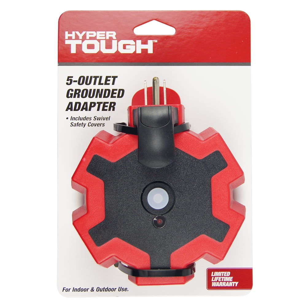 Hyper Tough 5-Outlet Outdoor Extension Cord Power Adapter with Safety ...